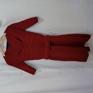 MARC JACOBS 100% Wool Half Sleeve Arm Button Down Belt Waist Dress Knee